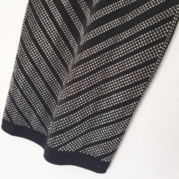 Carmen Marc Valvo Black Sparkly Rhinestone Stud Bodycon Dress S $118 Stretchy - Picture 5 of 13